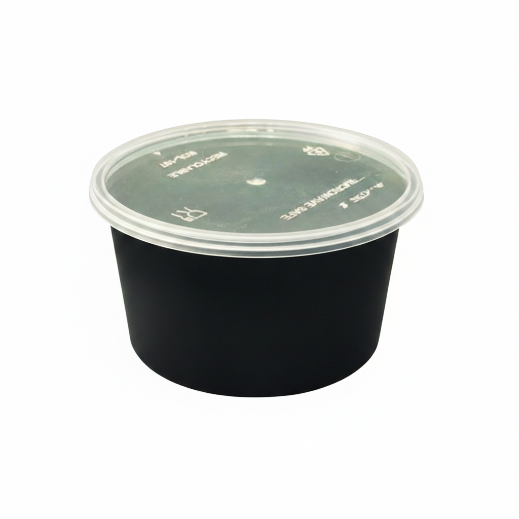 Black Round Container with Lid